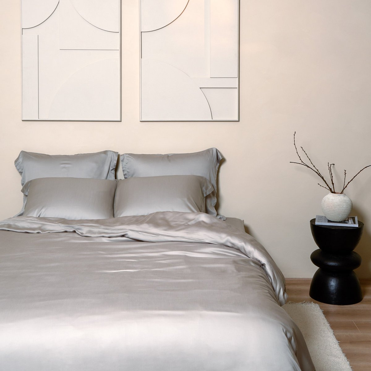 Luxuriöse TENCEL™ Lyocell Satin Bettwäsche - seidig-weich & atmungsaktiv (Taupe)