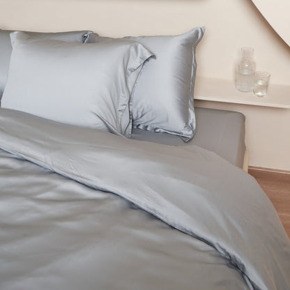 Spannbettlaken TENCEL™ Satin - atmungsaktiv & seidig weich  (Graublau)