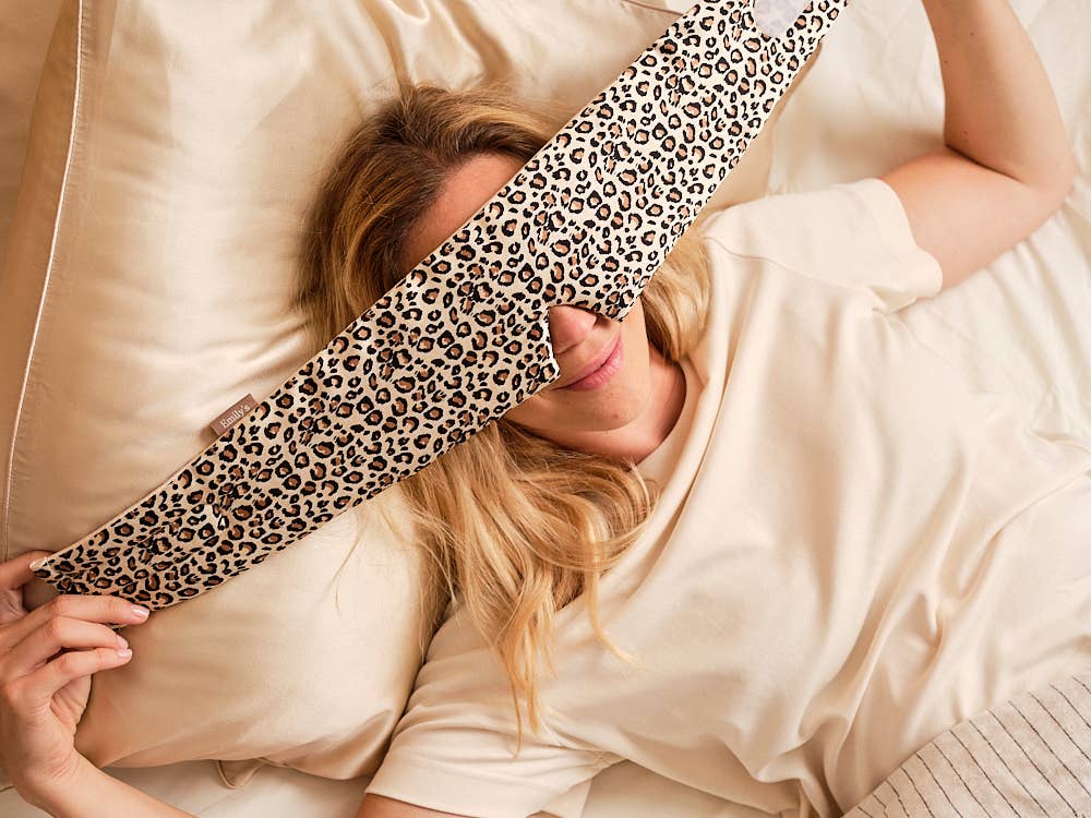 Schlafmaske aus 100% Seide für tiefen Schlaf | Leopard (Nachtmaske, Stirnband)