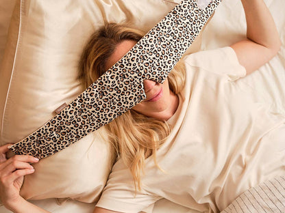 Schlafmaske aus 100% Seide für tiefen Schlaf | Leopard (Nachtmaske, Stirnband)