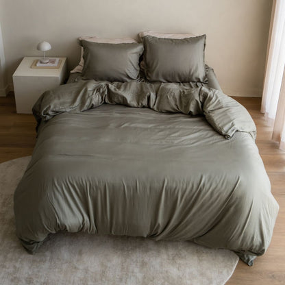 Tencel™ Lyocell Twill Bettwäsche-Set - atmungsaktiv, weich und nachhaltig (Olive Green)