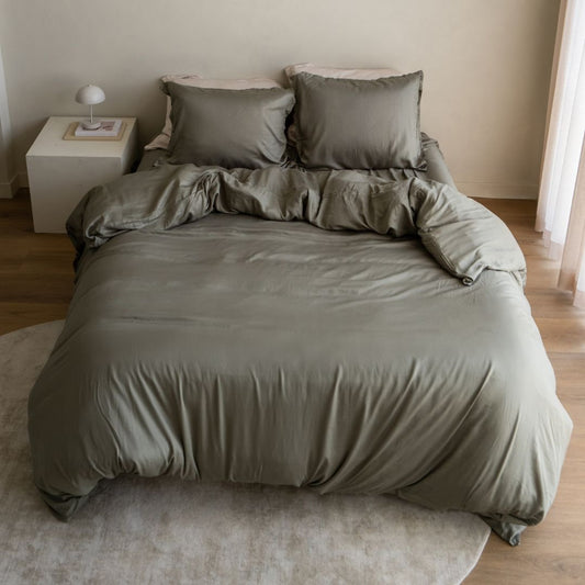 Tencel™ Lyocell Twill Bettwäsche-Set - atmungsaktiv, weich und nachhaltig (Olive Green)
