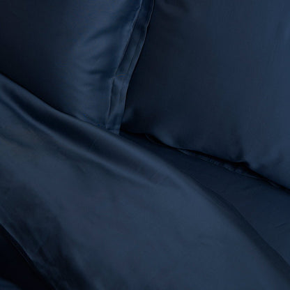 Spannbettlaken TENCEL™ Satin - atmungsaktiv & seidig weich (Dunkelblau)