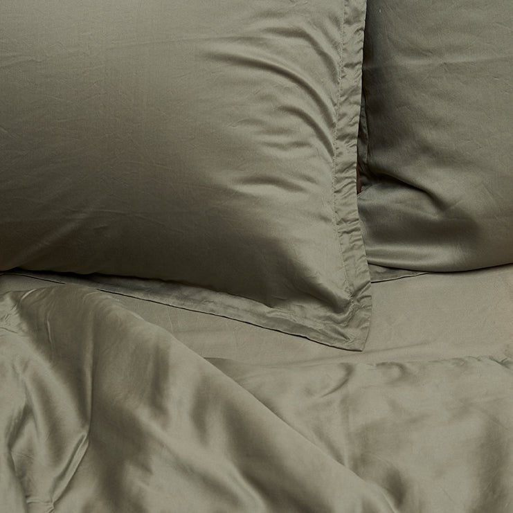 Tencel™ Lyocell Twill Bettwäsche-Set - atmungsaktiv, weich und nachhaltig (Olive Green)