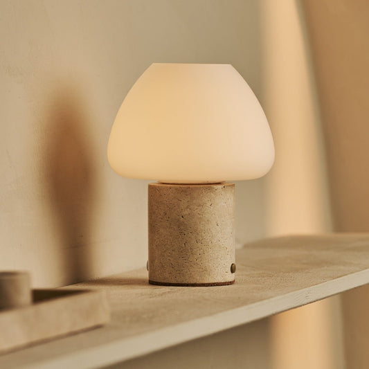 Wiederaufladbare Marmor Lampe Dimmfunktion beige SONVELIA