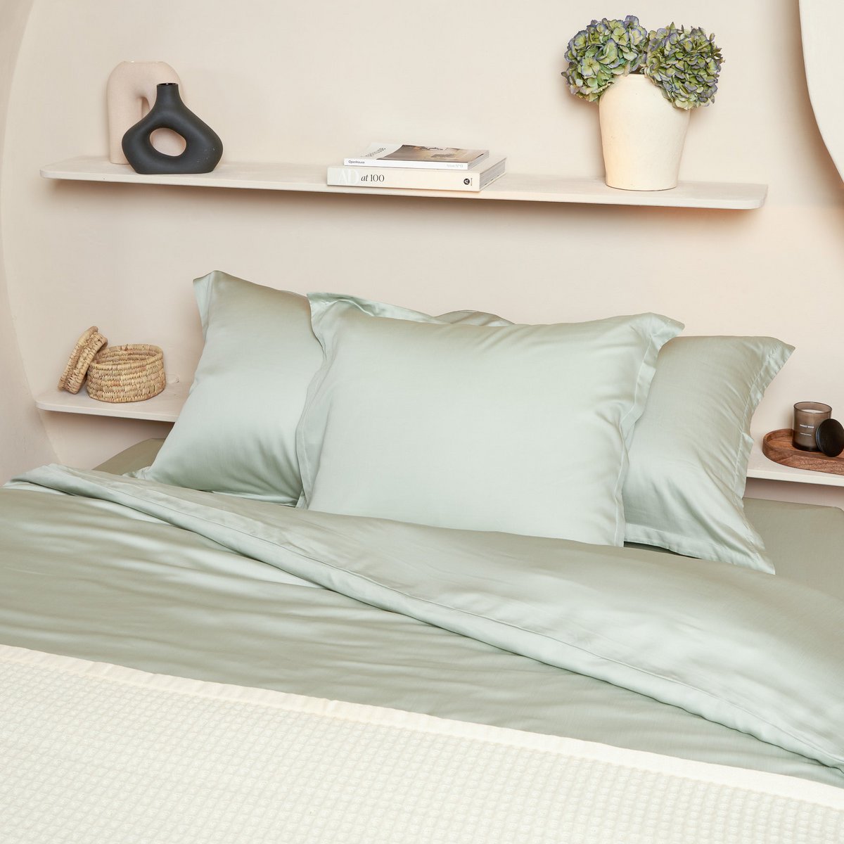 Kissenbezug TENCEL™ Satin - seidig weich & hautfreundlich (Graugrün)